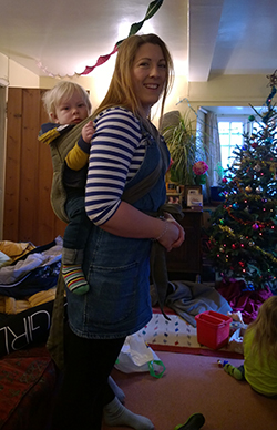 Baby and toddler Carriers and Slings - Babywearing - Workshops and consultations - Weymouth Dorchester and Bridport - Mum with baby at sling consultation